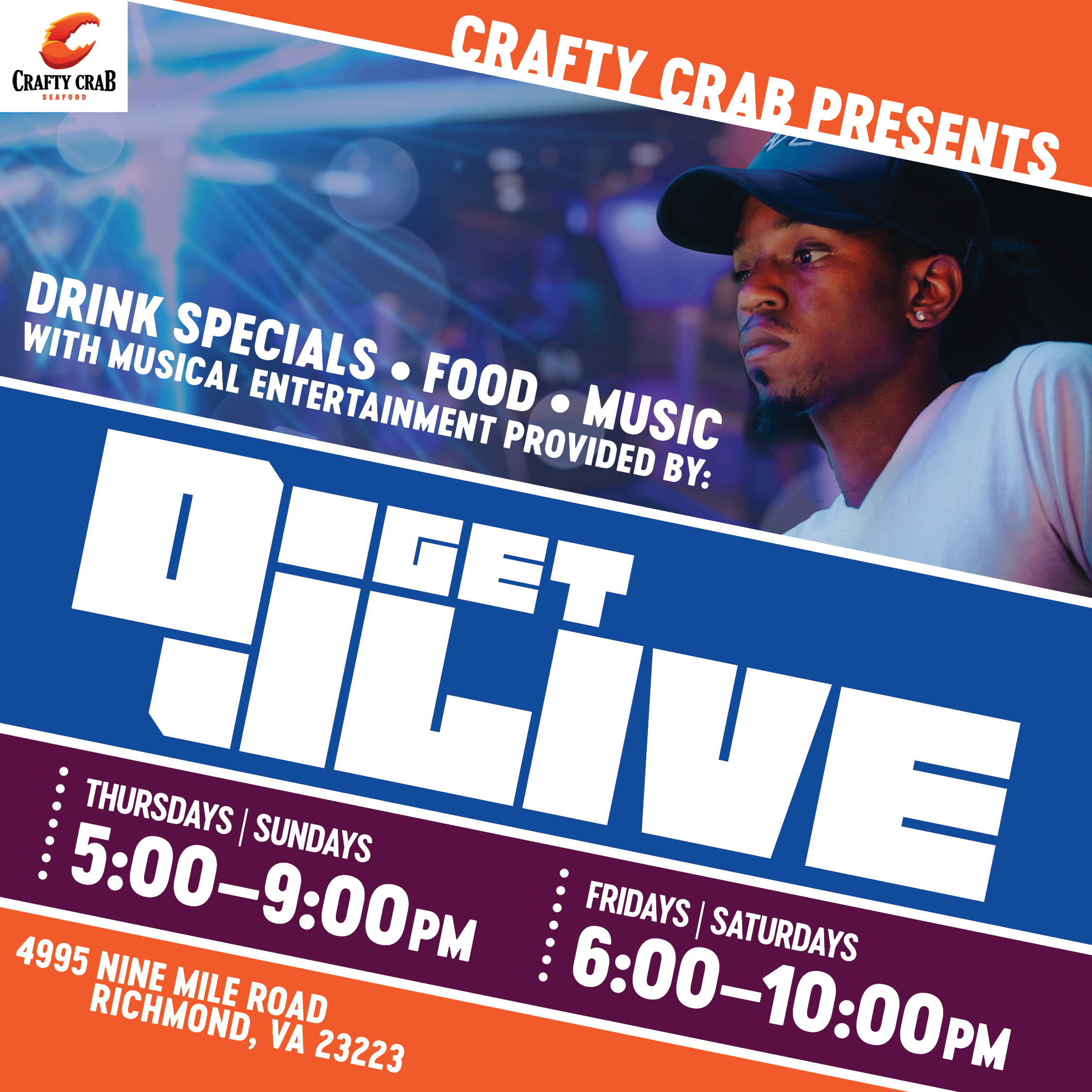 DJ iGetLive Fridays at Crafty Crab on Nine Mile Road